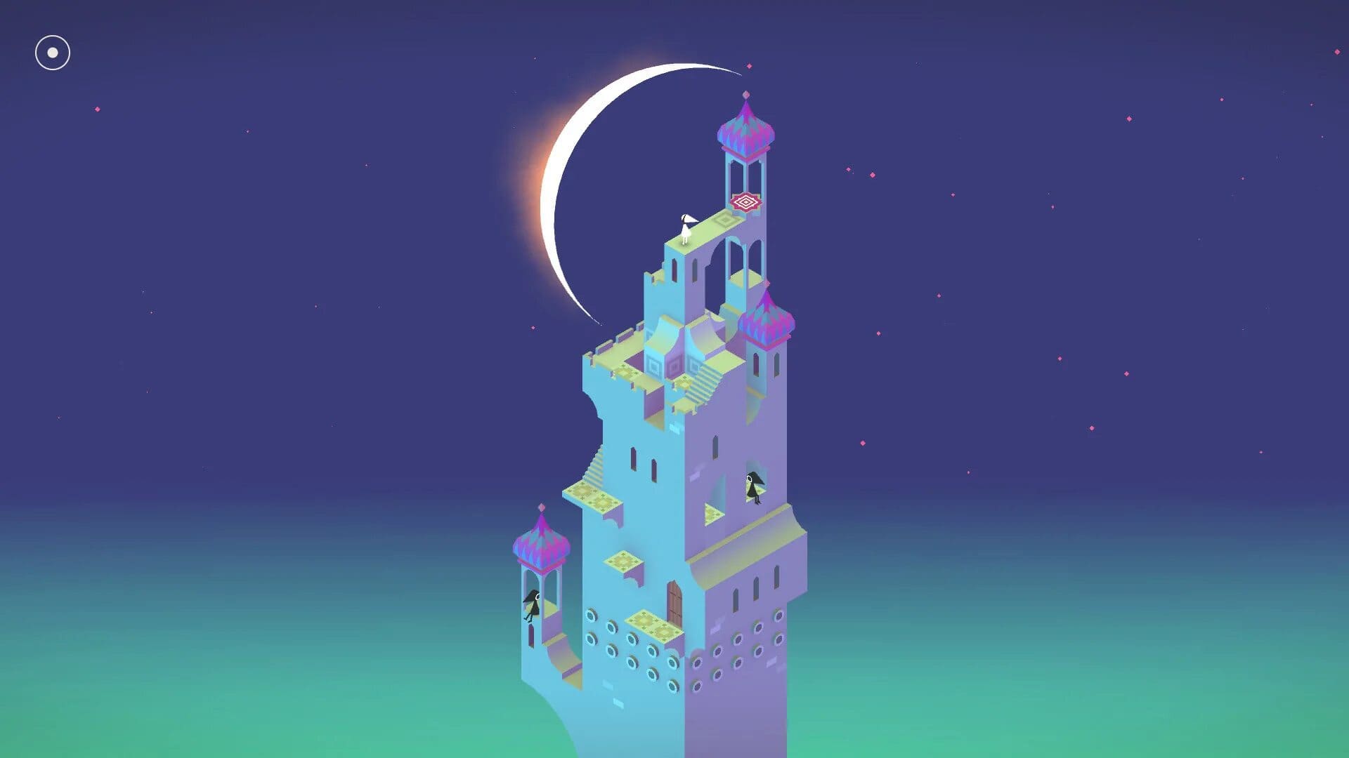 Monument Valley gameplay showing Ida navigating surreal architecture